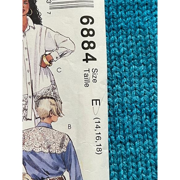 McCalls 6884 Sewing pattern shirt button down lace yoke hem size 14 16 18 - Picture 2 of 8